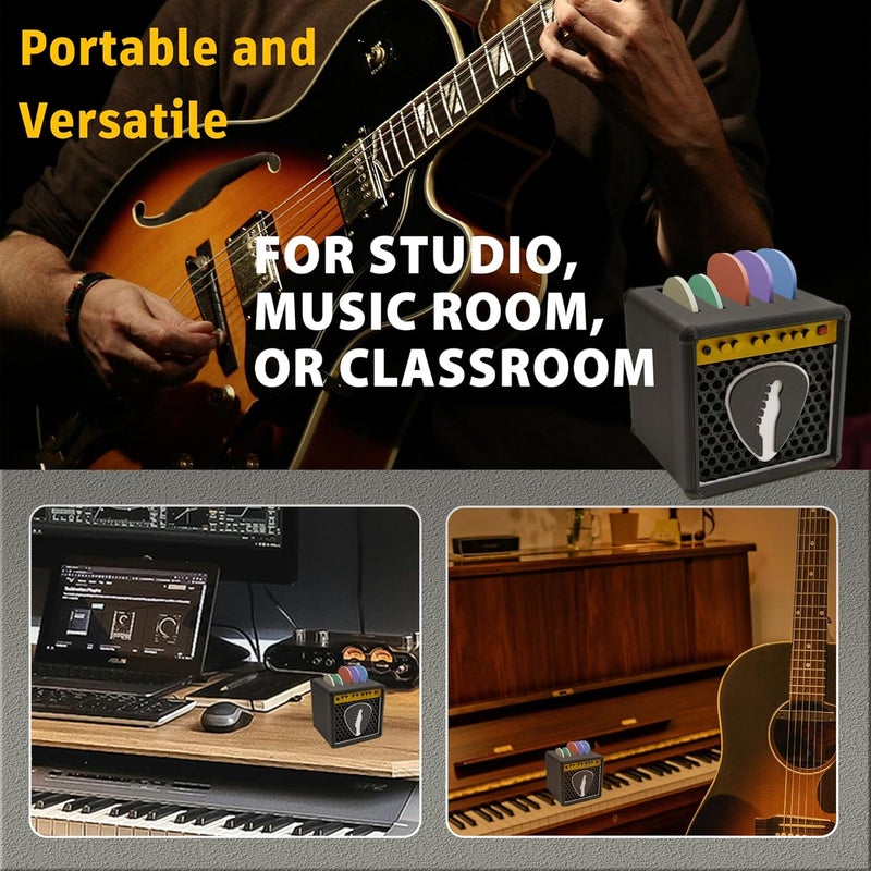 Chordwave Guitar Pick Display Holder Unique Retro Guitar Amp Model Guitar Picks Holder Pick Organizer & Display Case Gift for Music Enthusiasts and Guitar Players, Black - Image 5